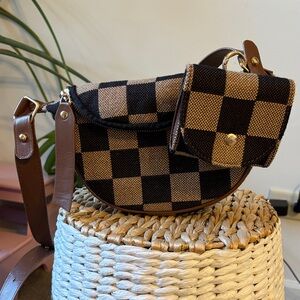 Checkered Brown and Black Women's Bag